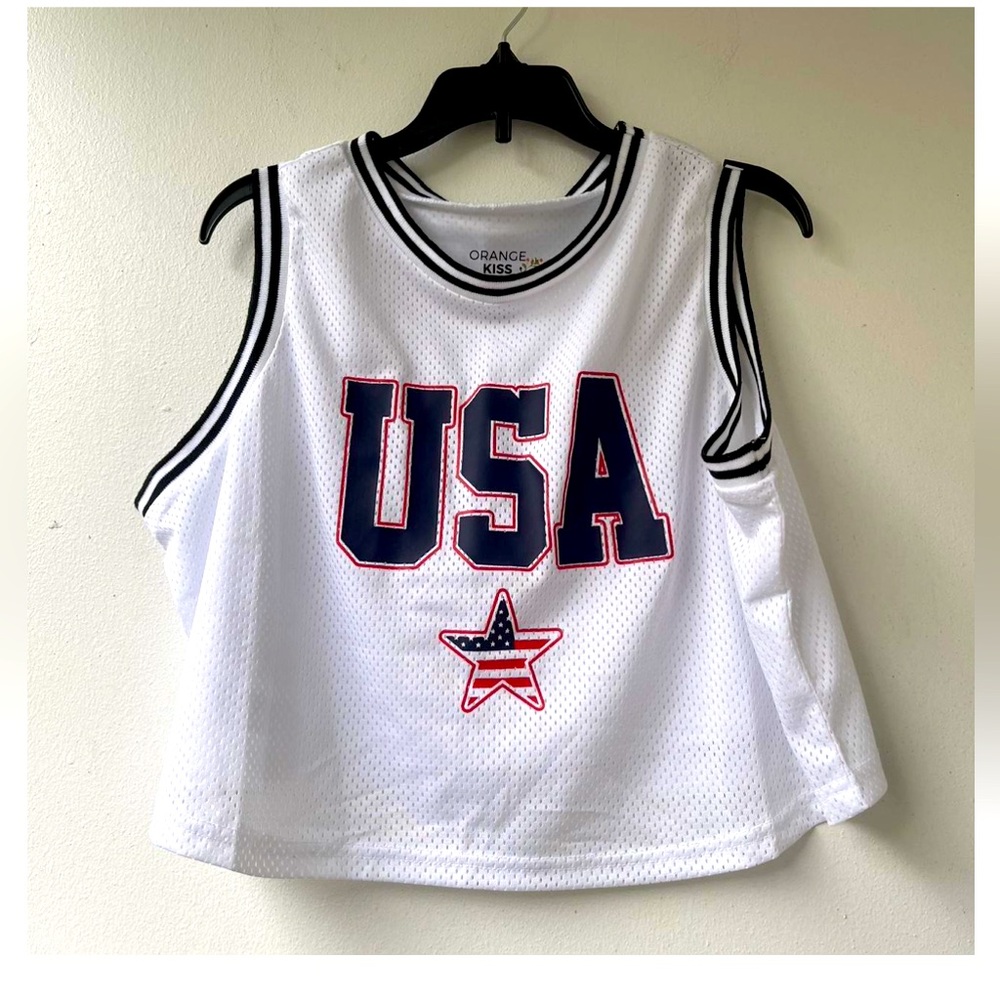 Ladies Orange Kiss crop top jersey